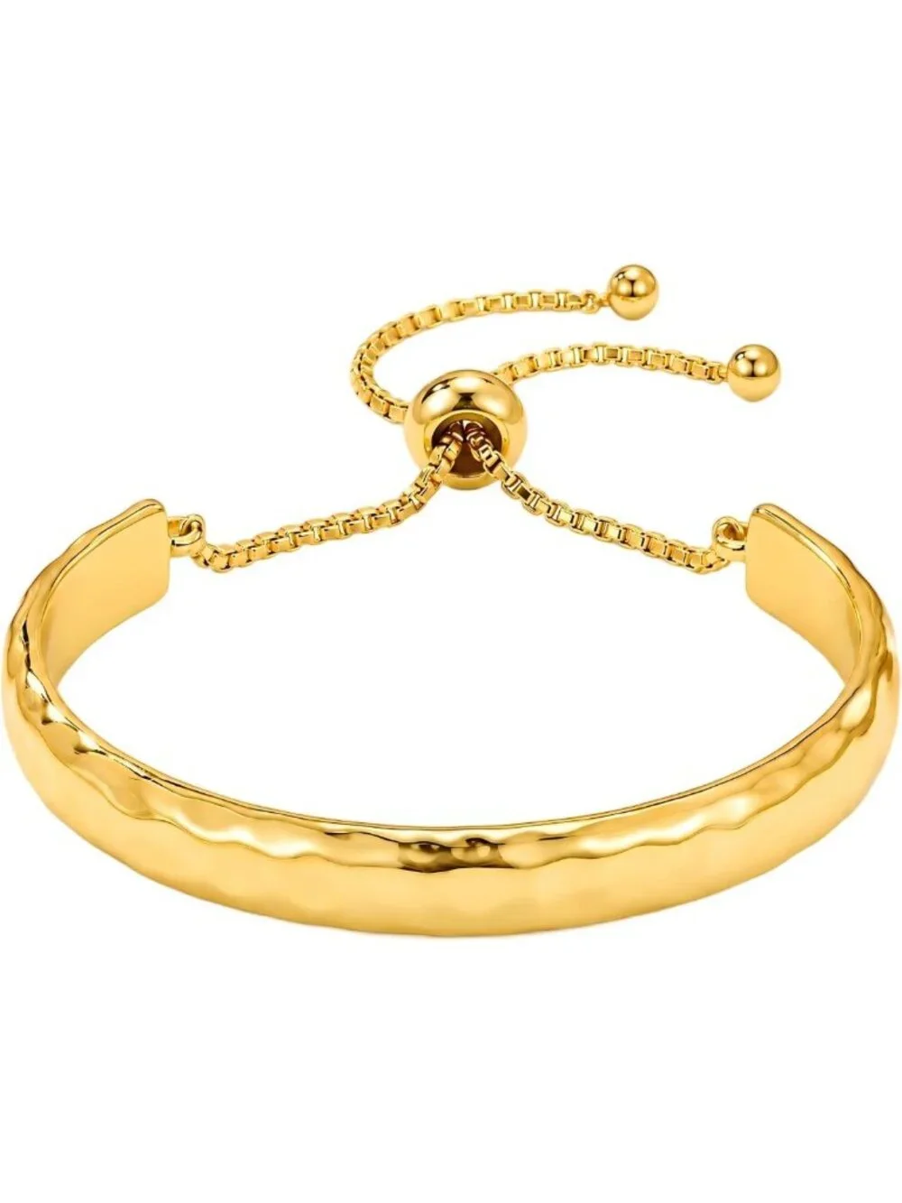 Stylish Women's Hammered Bolo Bangle Bracelet with CZ - Minimalist Jewelry